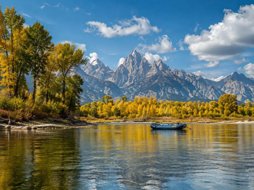 The Snake River running through Jackson Hole